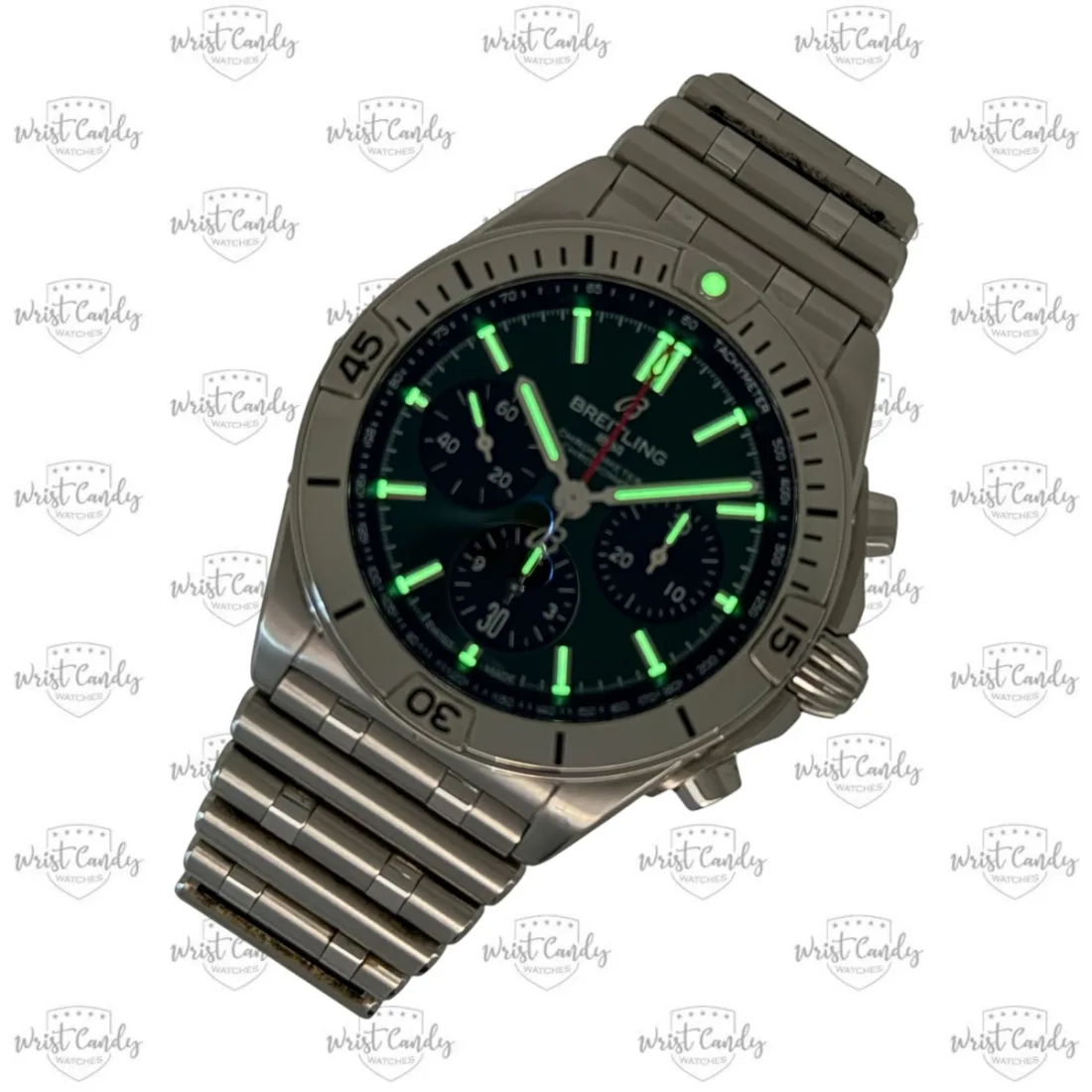 Breitling Chronomat B01 42 green dial — zijkant